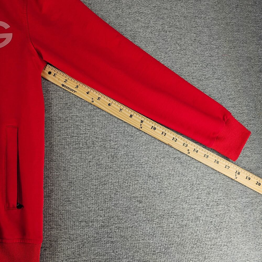 RED ZIP-UP HOODED SWEATSHIRT WITH W/ DG LOGO MADE IN COLOMBIA SIZE LARGE COTTON - Picture 13 of 13